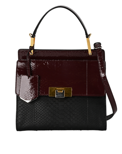 Le Dix, £350, Handbags, Black/Burgundy, Leather, Front view